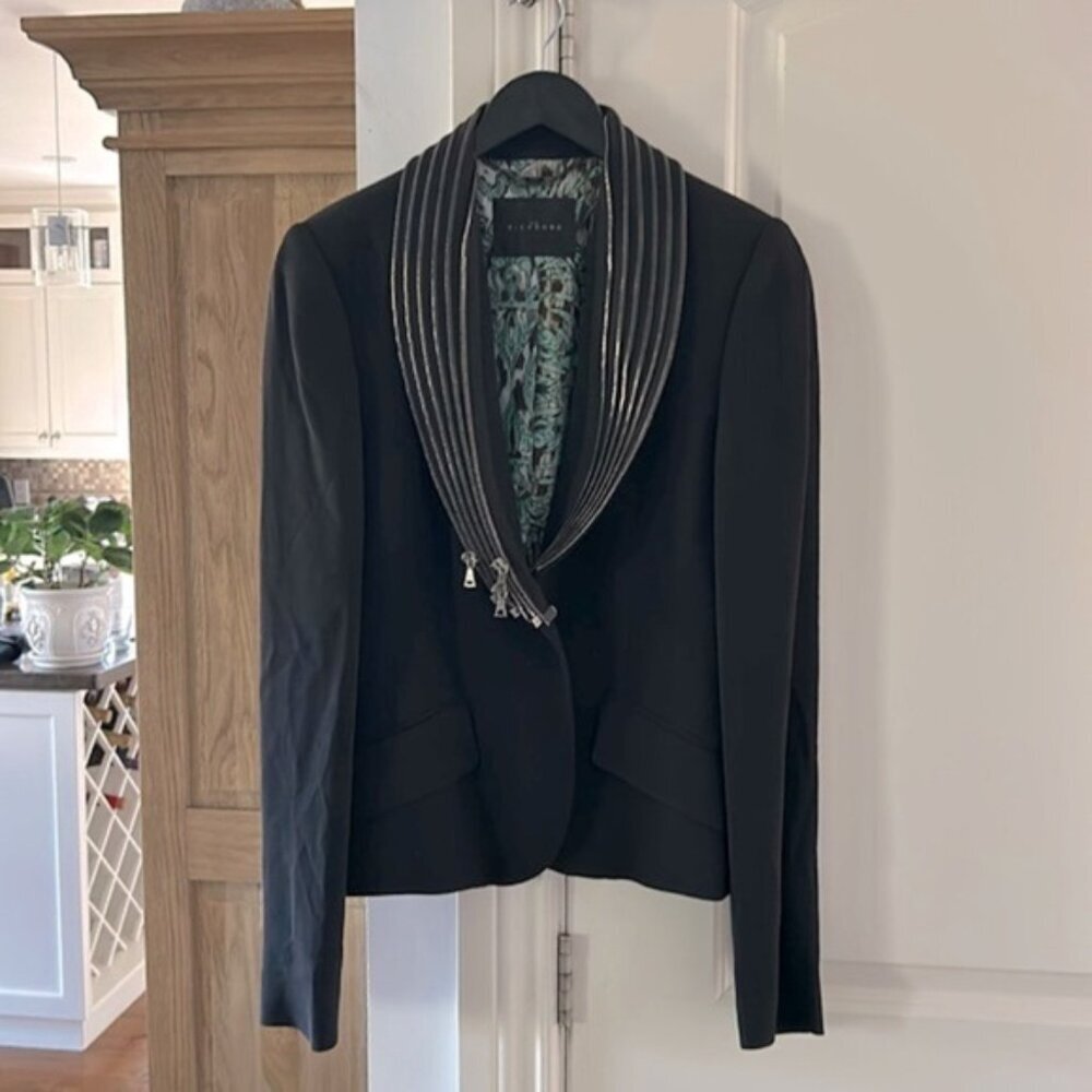 JOHN RICHMOND women’s black blazer with zipper details 10 EUC